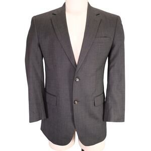 Jos A Bank Sport Coat Mens 41R Wool Gray Micro Plaid Lined Jacket Blazer